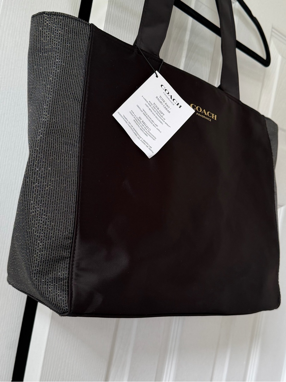 NWT COACH FRAGRANCE ✨🖤 Black & Gold Metallic Tote - Picture 2 of 13